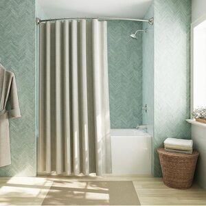 Zenna Home Rustproof Curved Tension Shower Curtain Rod brushed nickel 50-72”